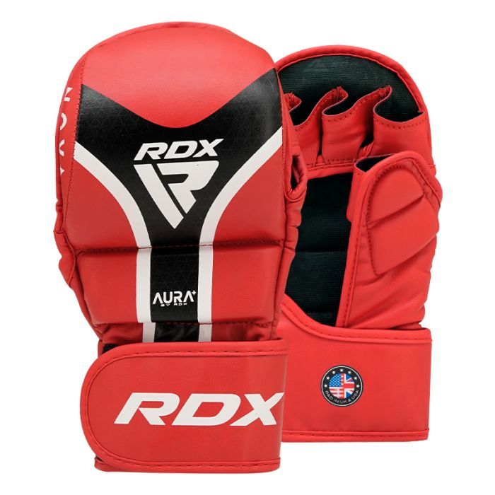 RDX ръкавици за граплинг Aura+ T17, червено-черни