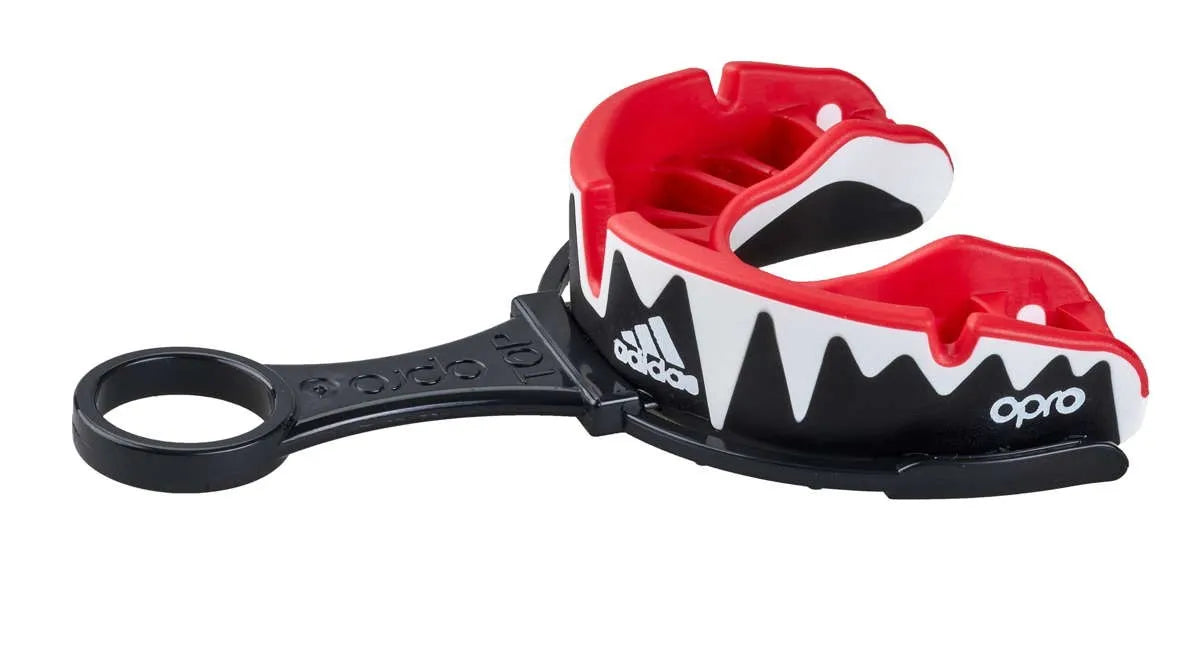 Adidas Senior протектор за зъби Opro Platinum, червено-черно-бял