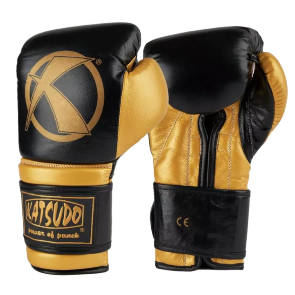 Katsudo боксови ръкавици Fight, черно-златни