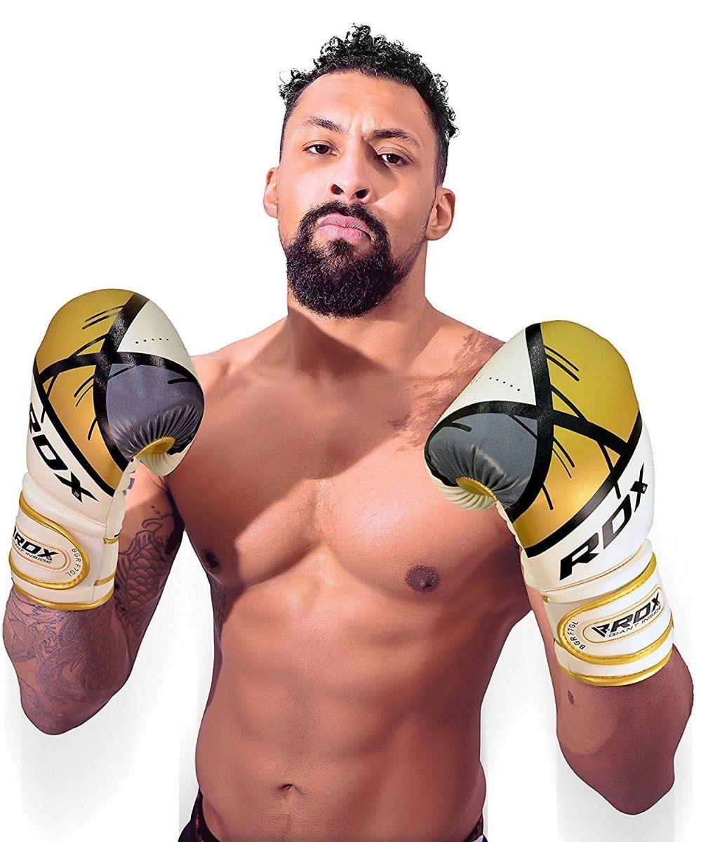 RDX боксови ръкавици F7 , бяло-златни