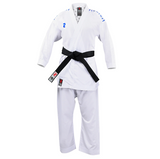 Fight Art карате кимоно Sempai WKF 120 g, със сини знаци